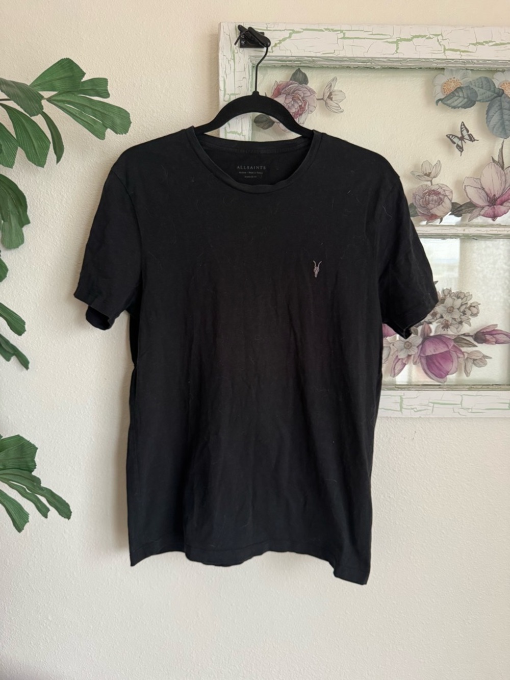 All Saints Black Short-Sleeve Crew Tee with Logo size M